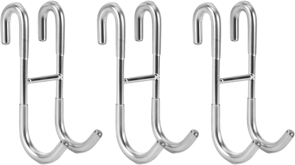 Shower Door Hooks (3-Pack), Towel Hooks for Bathroom Frameless Glass Door, Shower Squeegee Hooks, Silver