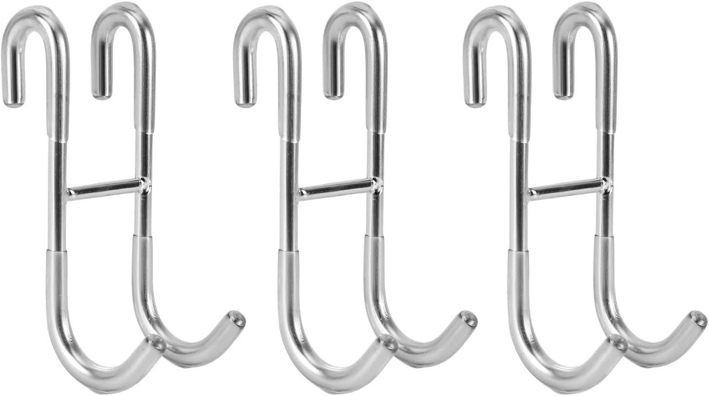 Shower Door Hooks (3-Pack), Towel Hooks for Bathroom Frameless Glass Door, Shower Squeegee Hooks, Silver