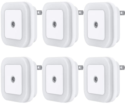 LED Night Light Lamp with Smart Sensor Dusk to Dawn Sensor, Daylight White, 0.5W Plug-In, 6-Pack