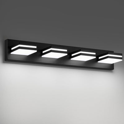 Modern LED Bathroom Lights Fixtures(3-Light),Metal Black Acrylic Wall Lighting,Vanity Lights for Bathroom over Mirror(6000K 16In