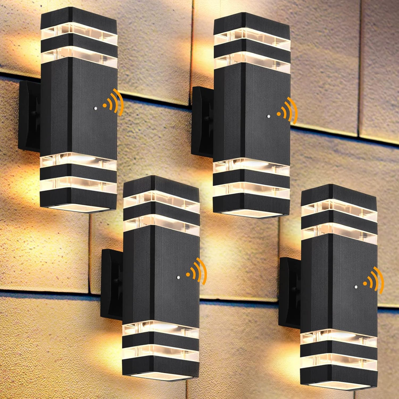 4 Pack Dusk to Dawn Outdoor Wall Lights, 3000K Warm White Exterior Lighting Fixtures, up and down Porch Lights Outdoor, Waterproof outside Lights for House Porch Garage