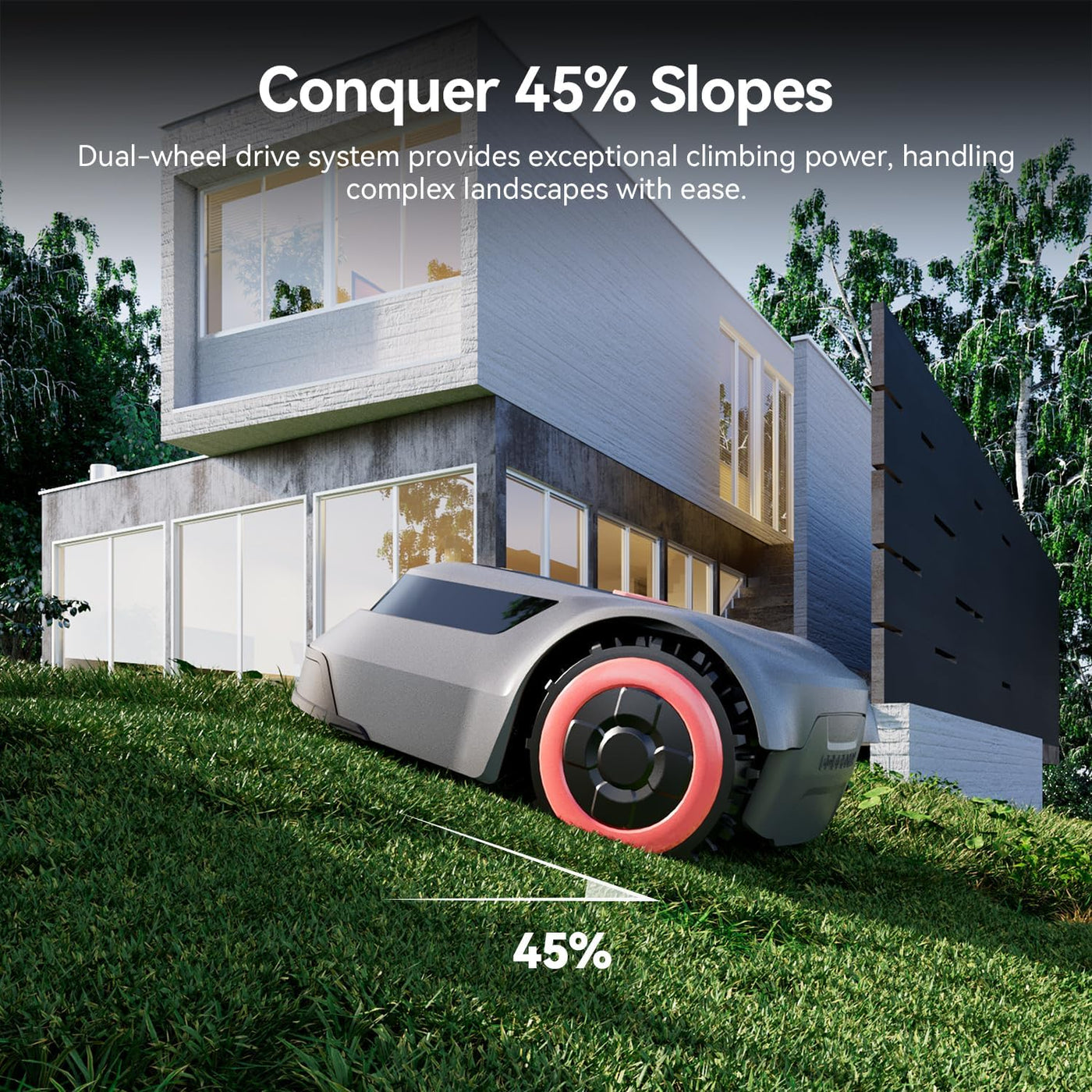 MGC500 Robot Lawn Mower with 393Ft Boundary Wires for 0.12 Acre (1/8 Acre), 45% Slope, 70Mins Runtime, Auto Recharge, Automatic Robotic Lawn Mower W/Precise Location & Breakpoint Detection
