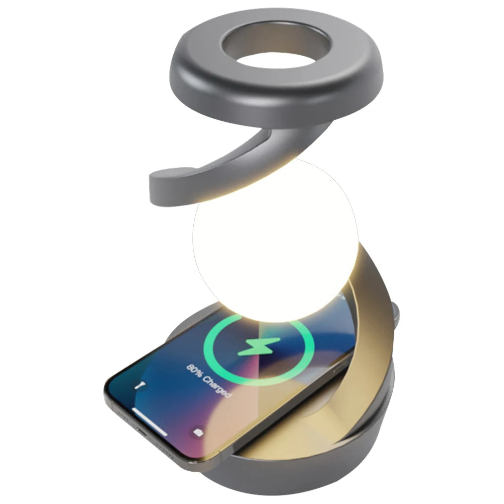 3D Levitating Ball Lamp RGB Floating LED Night Light with Wireless Phone Charger Floating and Spinning in Air with LED Moon Lamp