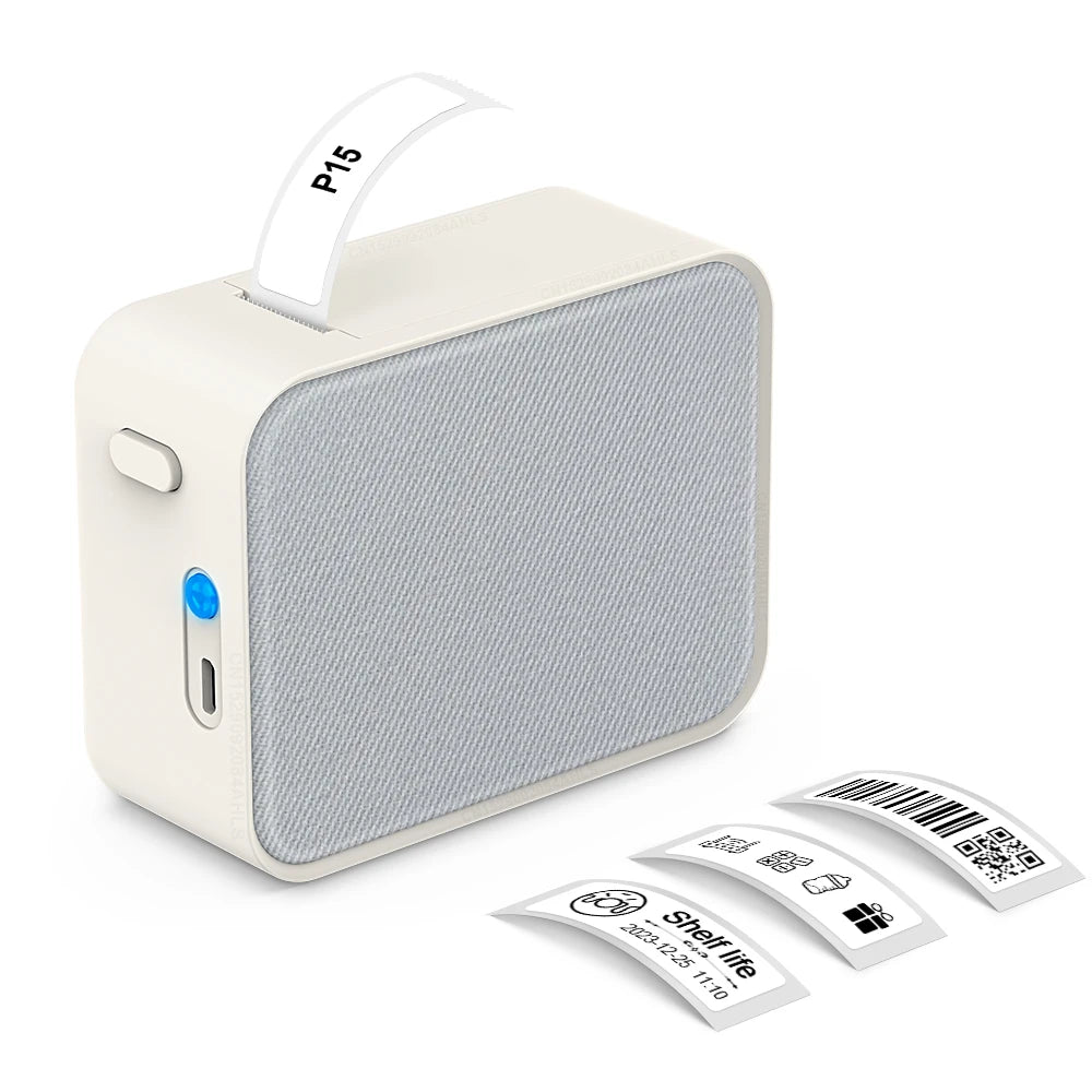 Portable Label Printer Mini Bluetooth Labeling Machine DIY Adhesive Label Stickers Thermal Printer or 5PK White Label Tapes