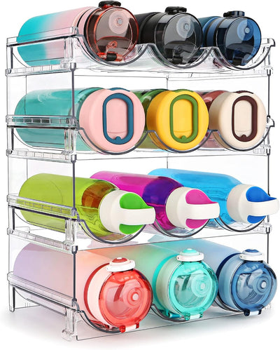 Water Bottle Organizer for Cabinet, Water Bottle Storage Organizer, 2 Packs Water Bottle Storage Rack, Water Bottle Holder for Cabinet, Stackable Water Bottle Storage Rack