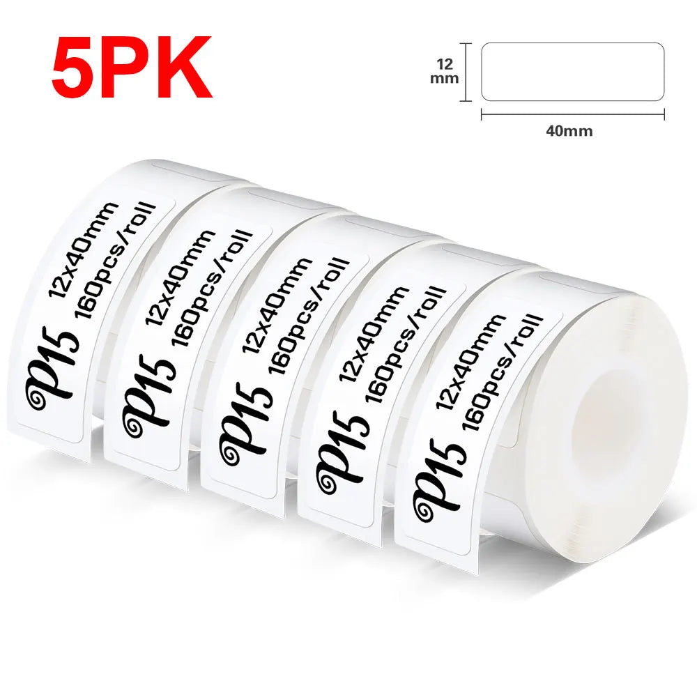 Portable Label Printer Mini Bluetooth Labeling Machine DIY Adhesive Label Stickers Thermal Printer or 5PK White Label Tapes