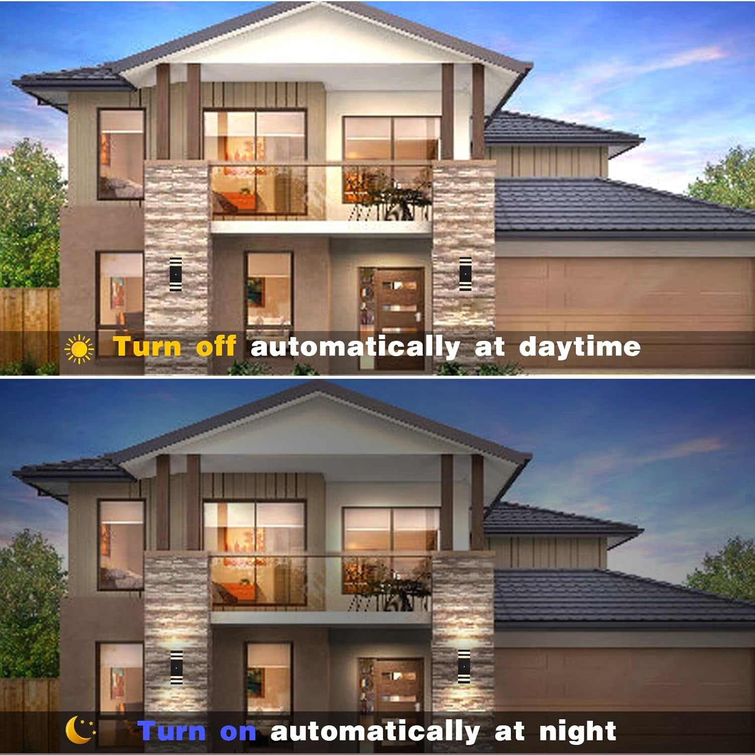 4 Pack Dusk to Dawn Outdoor Wall Lights, 3000K Warm White Exterior Lighting Fixtures, up and down Porch Lights Outdoor, Waterproof outside Lights for House Porch Garage