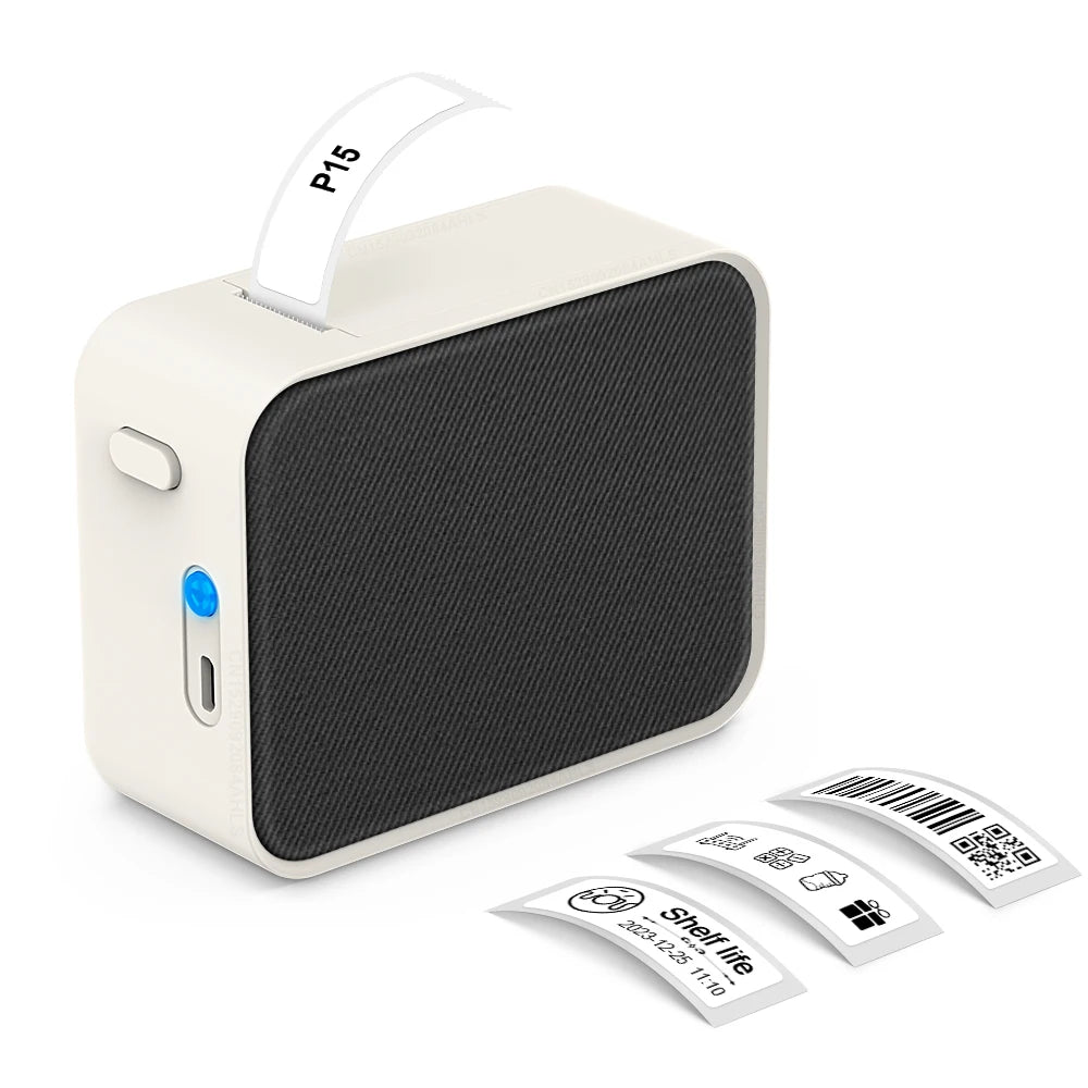 Portable Label Printer Mini Bluetooth Labeling Machine DIY Adhesive Label Stickers Thermal Printer or 5PK White Label Tapes