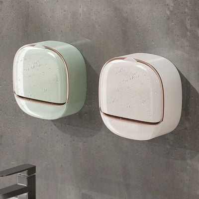 Soap Dish with Drainage Box Punch-Free Soap Holder Bathroom Drain Soap Box Flip Drain Soap Storage Case Bathroom Accessories