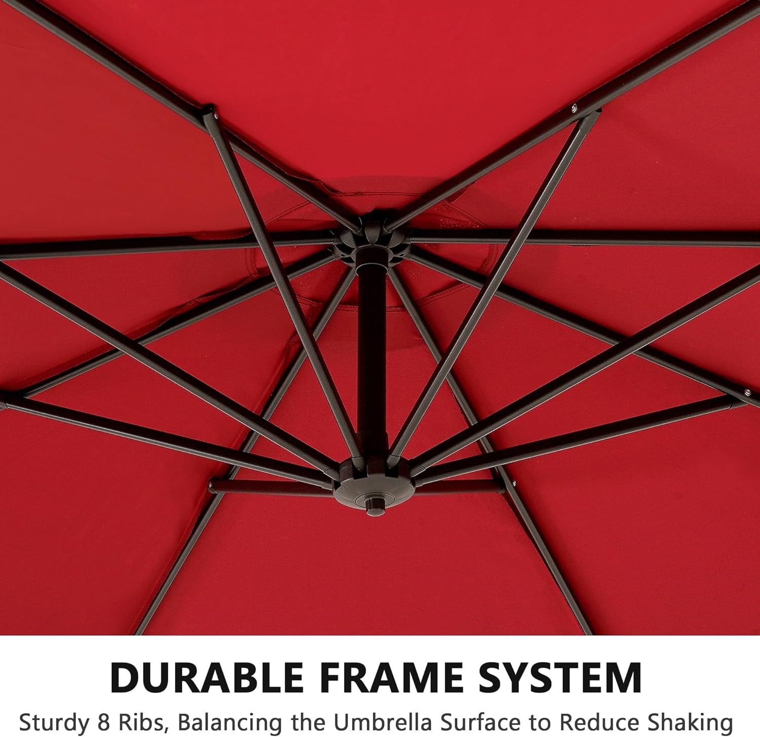 10Ft Offset Patio Umbrella, Cantilever Umbrella, Hanging Outdoor Umbrellas with 8 Ribs, Market Umbrella W/Uv Protection Waterproof for Market/Backyard/Pool/Garden/Lawn, Handy Crank&Cross Base