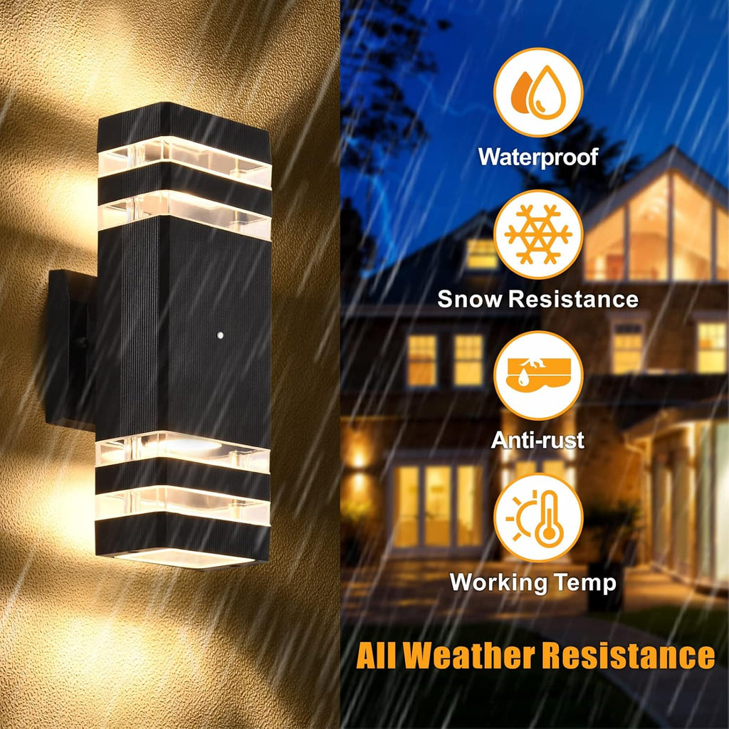 4 Pack Dusk to Dawn Outdoor Wall Lights, 3000K Warm White Exterior Lighting Fixtures, up and down Porch Lights Outdoor, Waterproof outside Lights for House Porch Garage