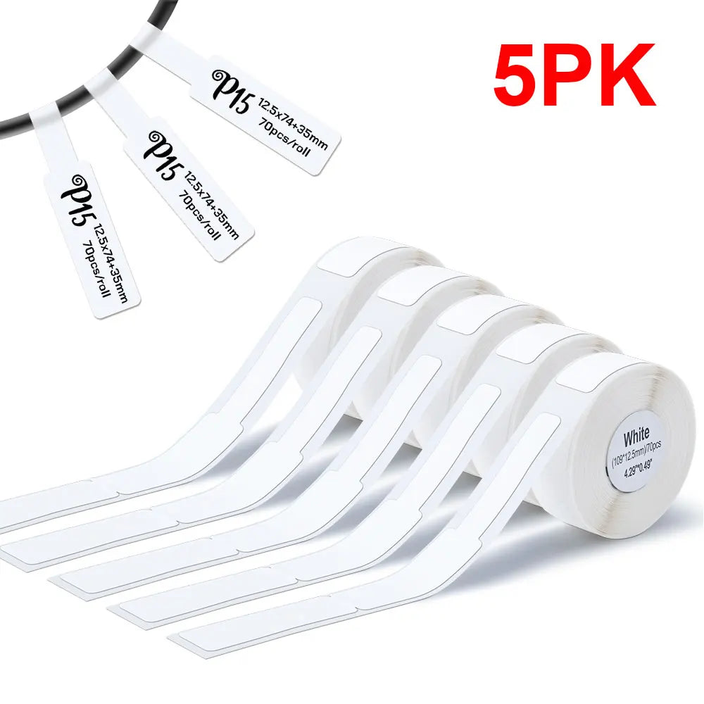 Portable Label Printer Mini Bluetooth Labeling Machine DIY Adhesive Label Stickers Thermal Printer or 5PK White Label Tapes