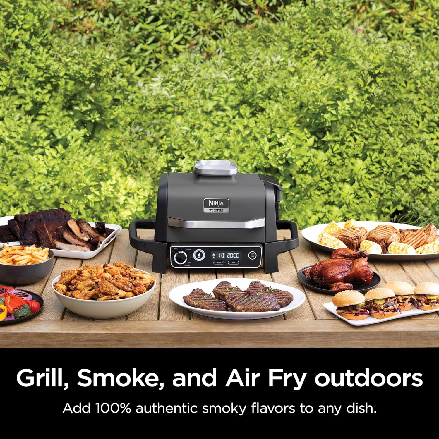 | Woodfire Series | 7-In-1 (Grill, BBQ, Roast, Air Fry, Dehydrate, Broil, Smoke) | Portable & Weather Resistant | Cook up to 6 Steaks & 30 Hot Dogs | Woodfire Pellets Included | OG701