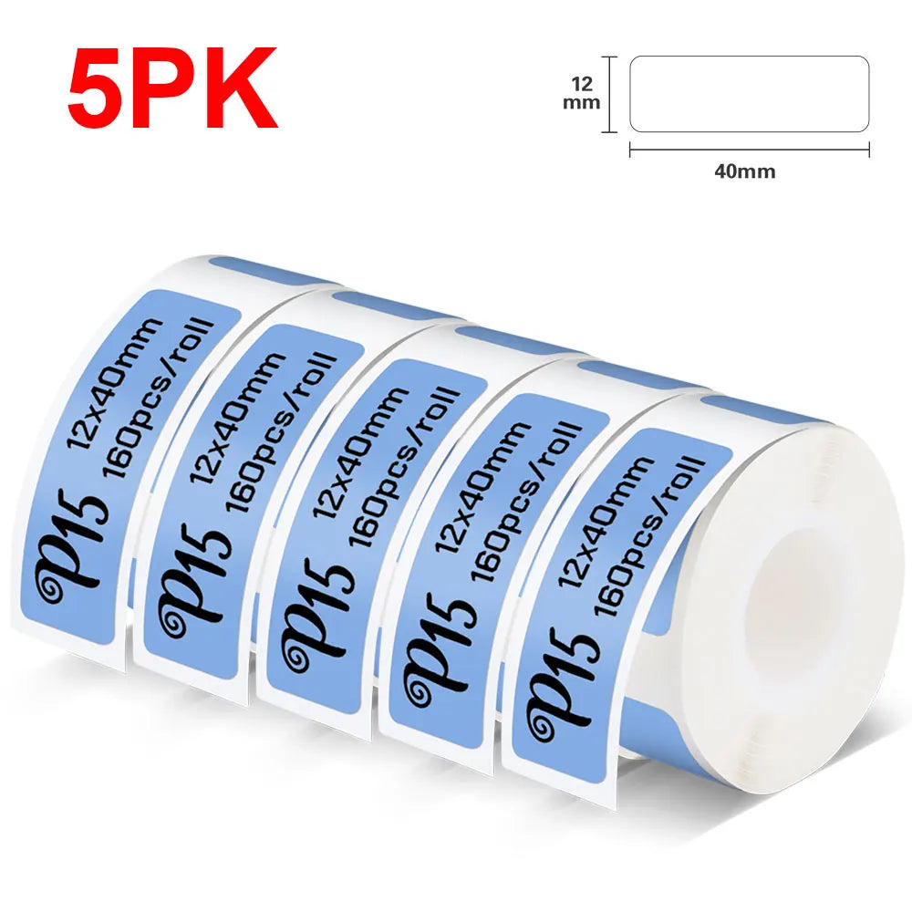 Portable Label Printer Mini Bluetooth Labeling Machine DIY Adhesive Label Stickers Thermal Printer or 5PK White Label Tapes