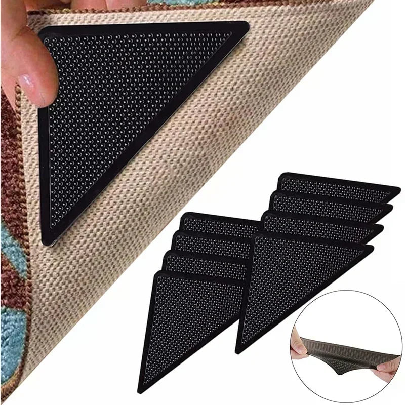 4/8Pcs Triangular Carpet anti Slip Stickers for Tile Floor Carpet Corner Pads, Washable and Reusable Nano anti Slip Fixed Pads