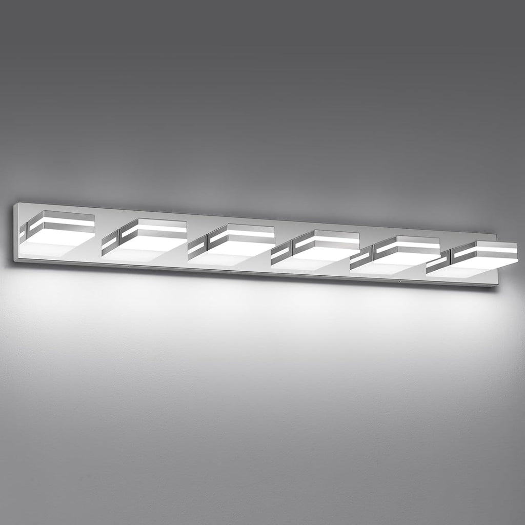 Modern LED Bathroom Lights Fixtures(3-Light),Metal Black Acrylic Wall Lighting,Vanity Lights for Bathroom over Mirror(6000K 16In