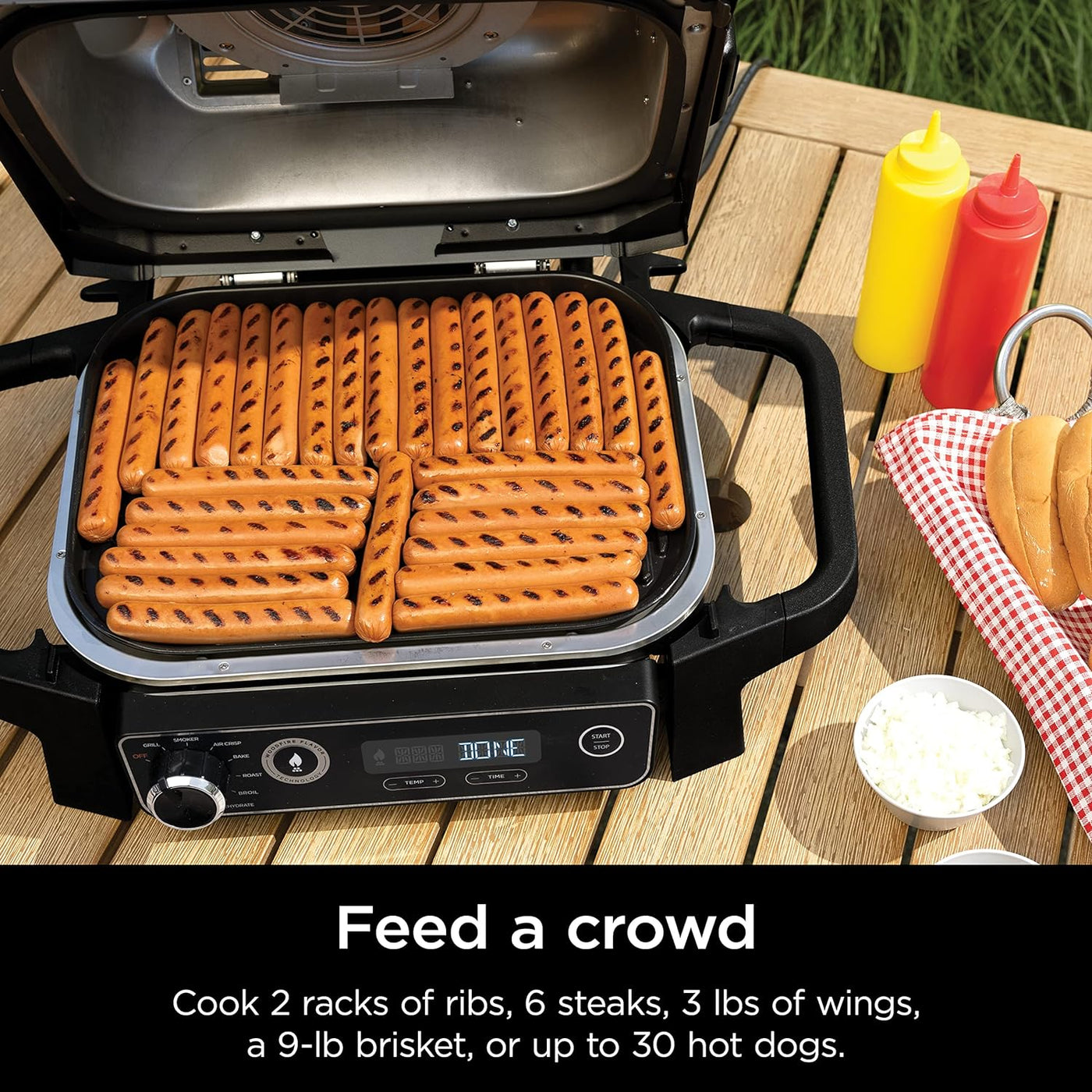 | Woodfire Series | 7-In-1 (Grill, BBQ, Roast, Air Fry, Dehydrate, Broil, Smoke) | Portable & Weather Resistant | Cook up to 6 Steaks & 30 Hot Dogs | Woodfire Pellets Included | OG701