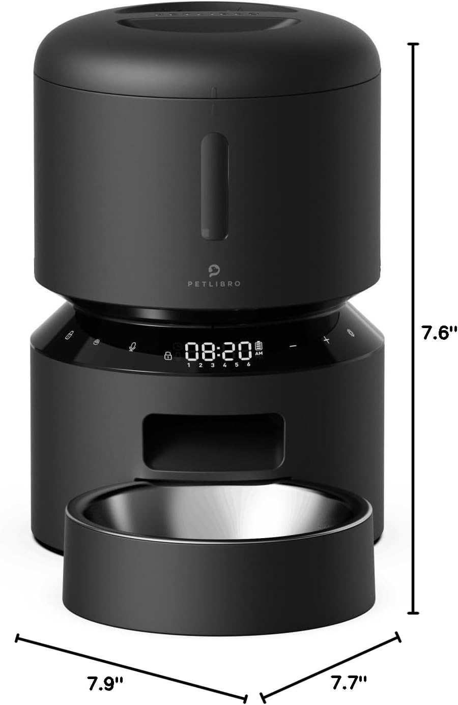 Automatic Cat Feeder, Automatic Dog Food Dispenser with Freshness Preservation, Timed Pet Feeders for Dry Food, up to 50 Portions 6 Meals per Day, Granary Black