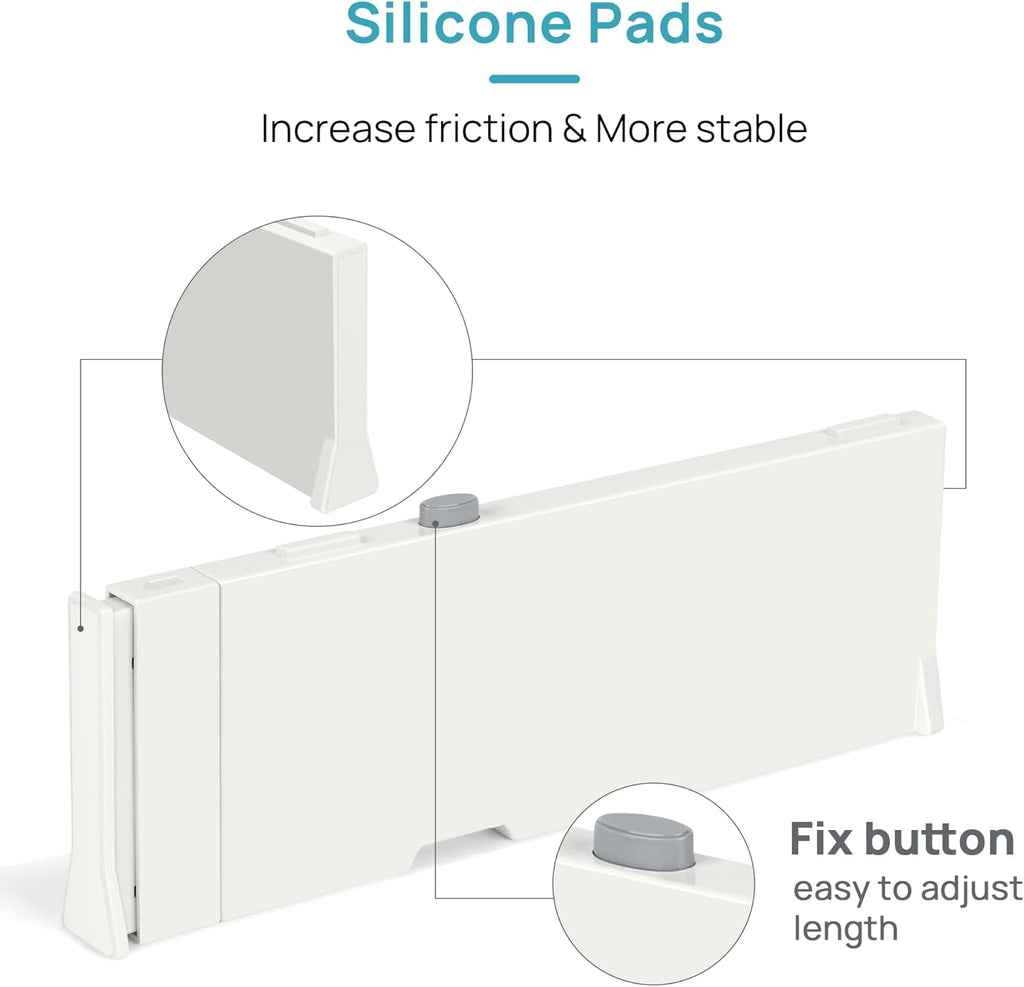 Drawer Dividers for Clothes 8 Pack, Adjustable 4" High Expandable from 11.6"-17" Dresser Drawer Organizer, Plastic Drawers Separators for Dresser, Baby Clothes, Kitchen and Office Storage