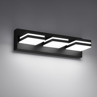 Modern LED Bathroom Lights Fixtures(3-Light),Metal Black Acrylic Wall Lighting,Vanity Lights for Bathroom over Mirror(6000K 16In