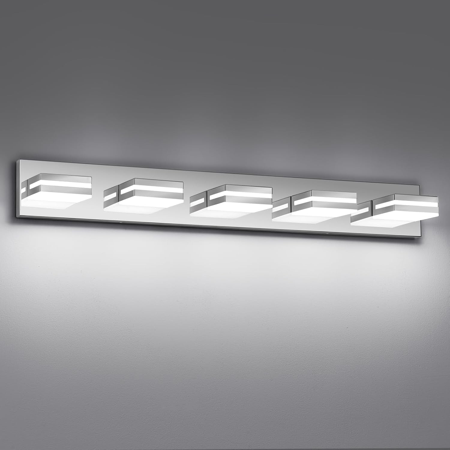 Modern LED Bathroom Lights Fixtures(3-Light),Metal Black Acrylic Wall Lighting,Vanity Lights for Bathroom over Mirror(6000K 16In