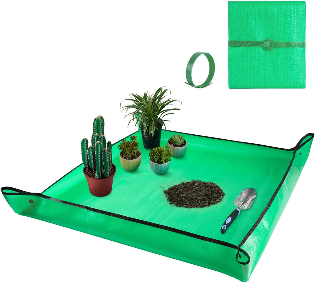 Repotting Mat for Indoor Plant Transplanting and Mess Control 27"X 27" Thickened Waterproof Potting Tray Foldable Succulent Potting Mat Portable Gardening Mat Garden Gifts for Women & Men