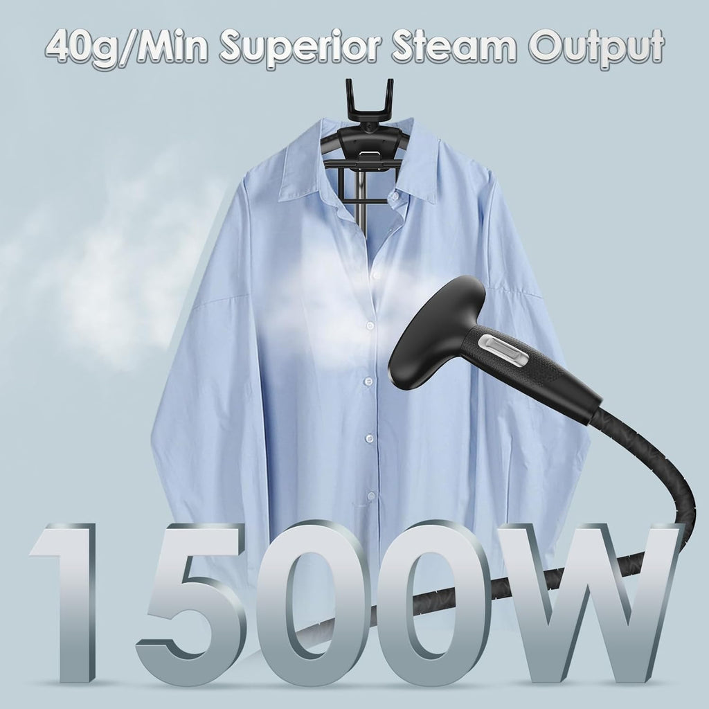 Steamer for Clothes,  1500W Standing Garment Steamers, 35S Fast Heat-Up, 80 Mins of Continuous Powerful Steam with 2.8L Water Tank, Pants Clip & Children'S Clothing Hanger