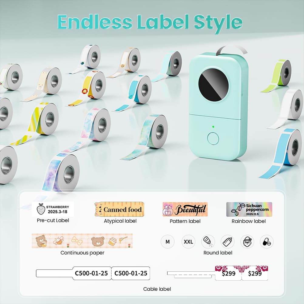 D30 Label Maker Machine, Portable Bluetooth Mini Label Printer, Smartphone Handheld Thermal Sticker Small Labeler Multiple Templates Font Icon Inkless Custom Label for Home Kids School Items