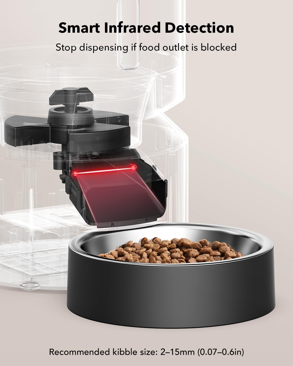 Automatic Cat Feeder, Automatic Dog Food Dispenser with Freshness Preservation, Timed Pet Feeders for Dry Food, up to 50 Portions 6 Meals per Day, Granary Black
