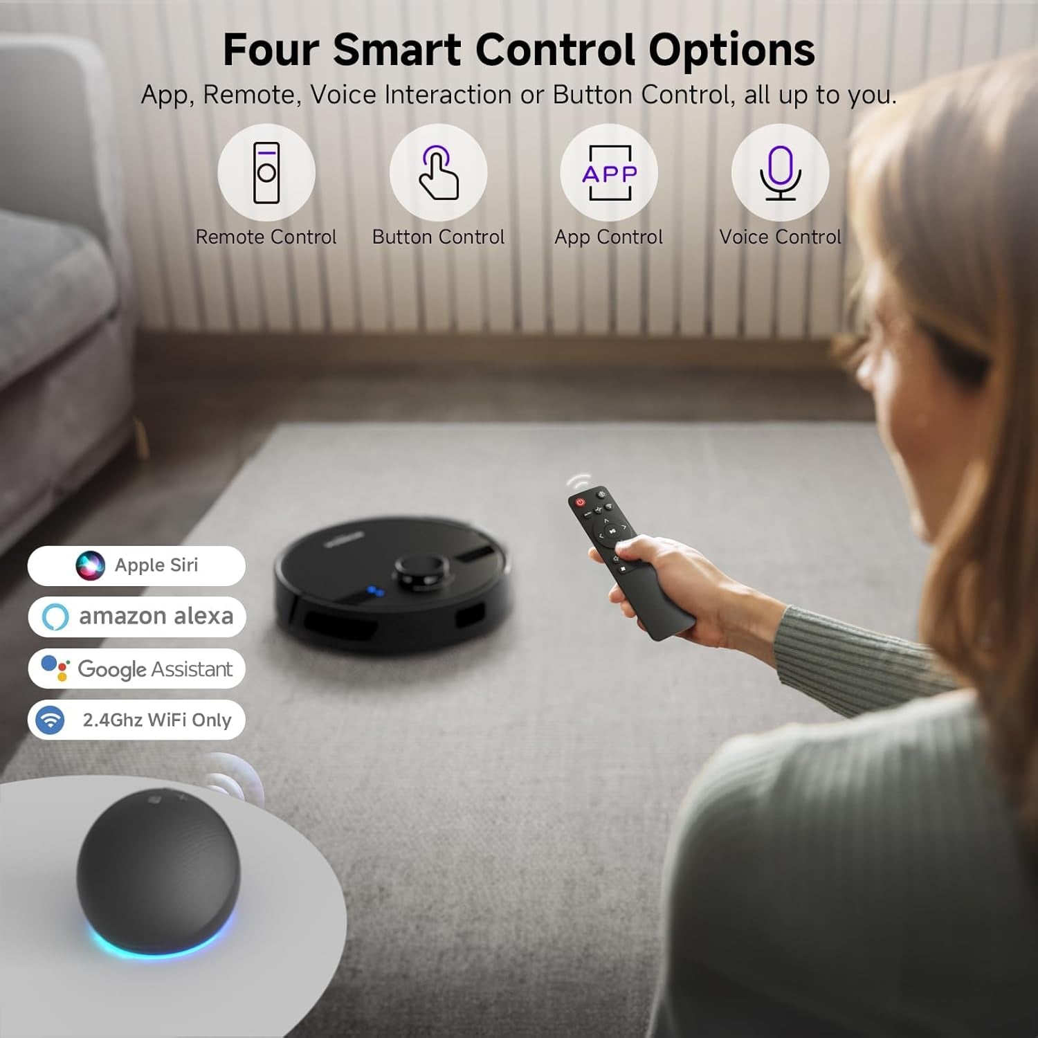 Robot Vacuum and Mop Combo, 5000Pa Robotic Vacuum with 3.5L Self Emptying Station, Lidar Navigation Robot Vacuum Cleaner, 180Mins Runtime, App/Remote/Voice Control, for Hard Floors and Carpets