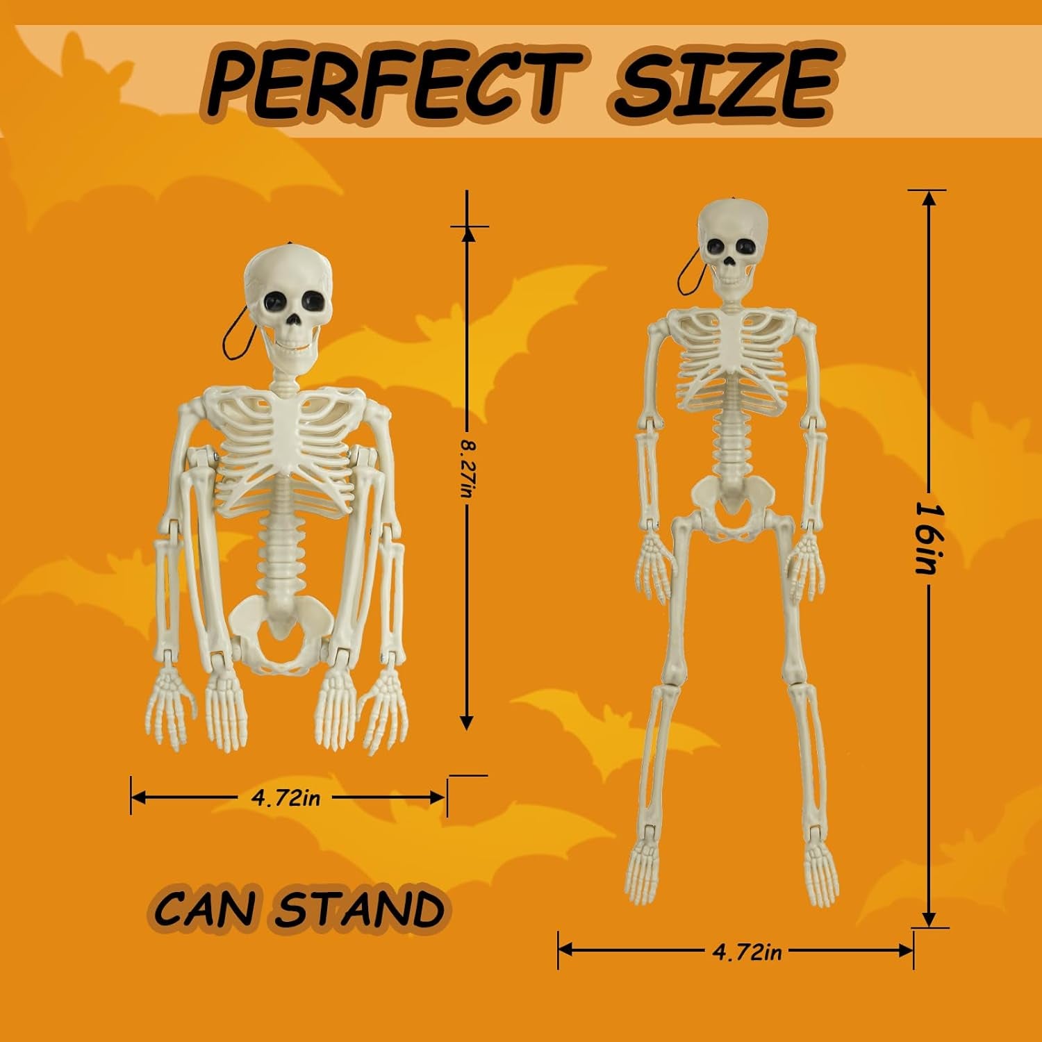 6 Packs Skeleton Halloween Decorations Outdoor with 16" Full Body Posable Joints Skeletons Decor, Halloween Party Decor Indoor, Yard Garden Lawn Graveyard Haunted House Props Spooky Party Decorations