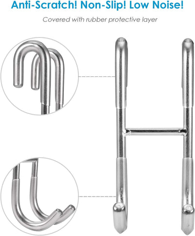 Shower Door Hooks (3-Pack), Towel Hooks for Bathroom Frameless Glass Door, Shower Squeegee Hooks, Silver