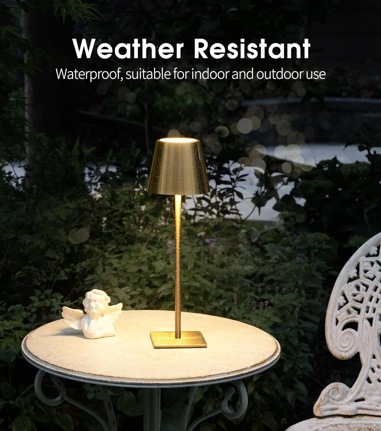 3 Pack Cordless Table Lamp, Battery Operated Lamp - Portable Waterproof Rechargeable Table Lamp W/ 3 Color Temps & Stepless Dimming for Dinner, Desk, Cafe, Outdoor (Brushed Gold)