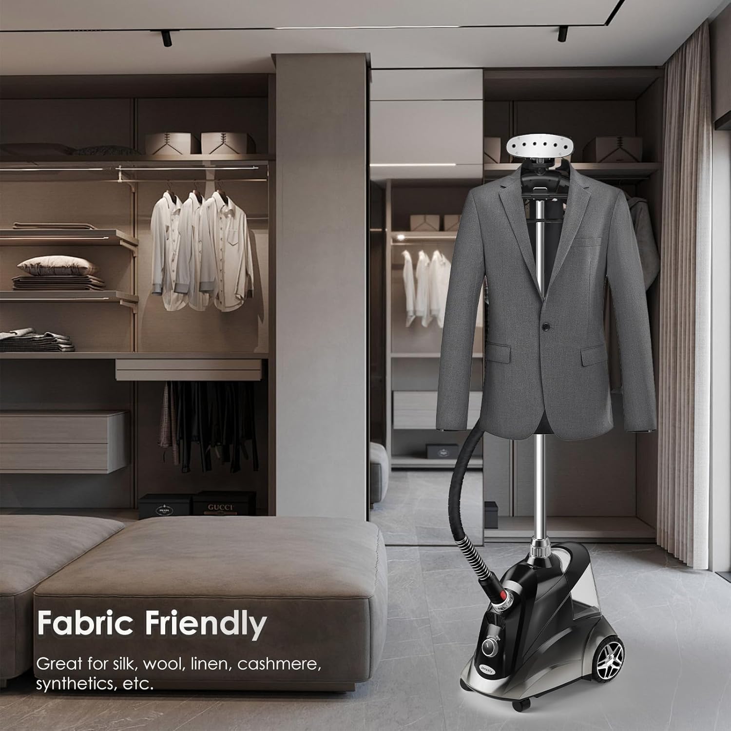 Steamer for Clothes,  1500W Standing Garment Steamers, 35S Fast Heat-Up, 80 Mins of Continuous Powerful Steam with 2.8L Water Tank, Pants Clip & Children'S Clothing Hanger