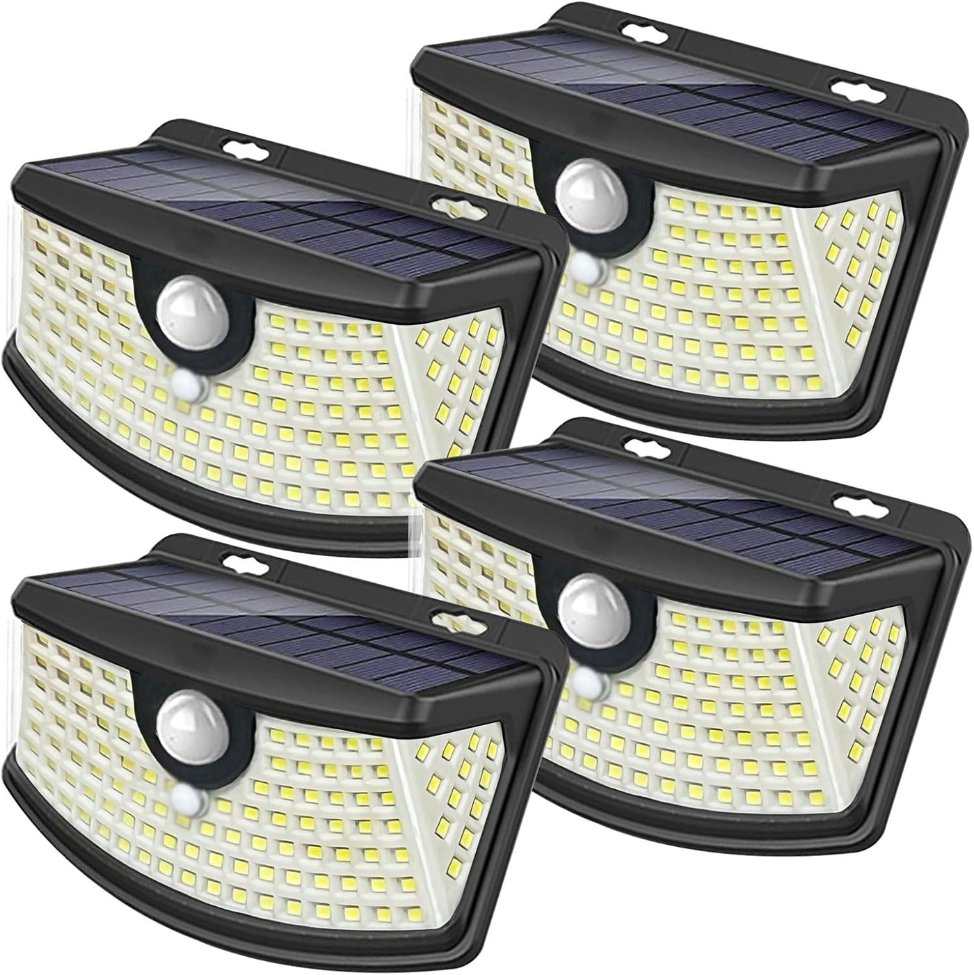 New Solar Motion Sensor Lights 120 Leds with Lights Reflector,270° Wide Angle, IP65 Waterproof, Step Lights for Front Door, Yard, Garage, Deck (Front Button 2-Pack)