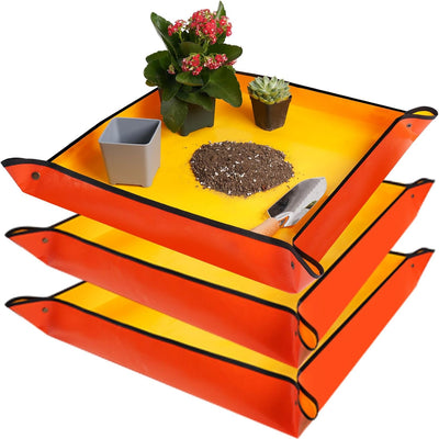 Repotting Mat for Indoor Plant Transplanting and Mess Control 27"X 27" Thickened Waterproof Potting Tray Foldable Succulent Potting Mat Portable Gardening Mat Garden Gifts for Women & Men
