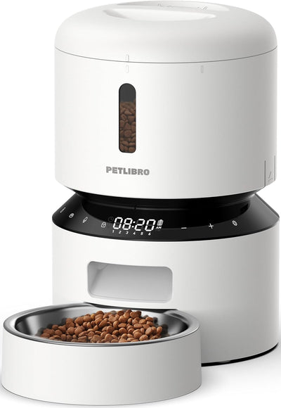 Automatic Cat Feeder, Automatic Dog Food Dispenser with Freshness Preservation, Timed Pet Feeders for Dry Food, up to 50 Portions 6 Meals per Day, Granary Black