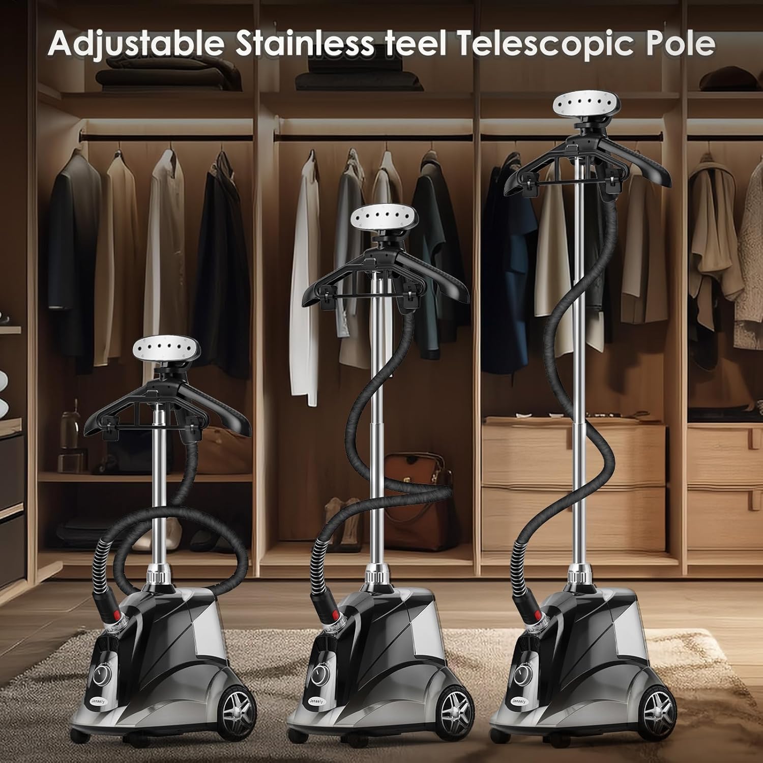 Steamer for Clothes,  1500W Standing Garment Steamers, 35S Fast Heat-Up, 80 Mins of Continuous Powerful Steam with 2.8L Water Tank, Pants Clip & Children'S Clothing Hanger