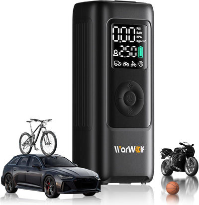 160PSI Tire Inflator Portable Air Compressor - 48LPM Fast Air Pump for Car Tires: SUV, Light Truck, Motorcycle, Bike, 10000Mah with Auto Shut-Off, Digital Gauge, 12V Car Adapter, LED Light