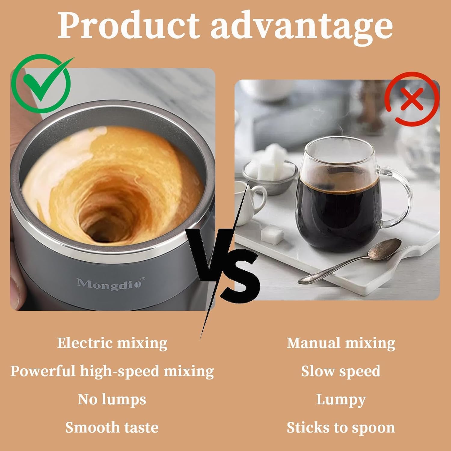 Self Stirring Coffee Mug with Temperature Display, Rechargeable Stirring Mug, Automatic Self Stirring Cup with Lid, for Coffee, Milk and Other Beverages, Black