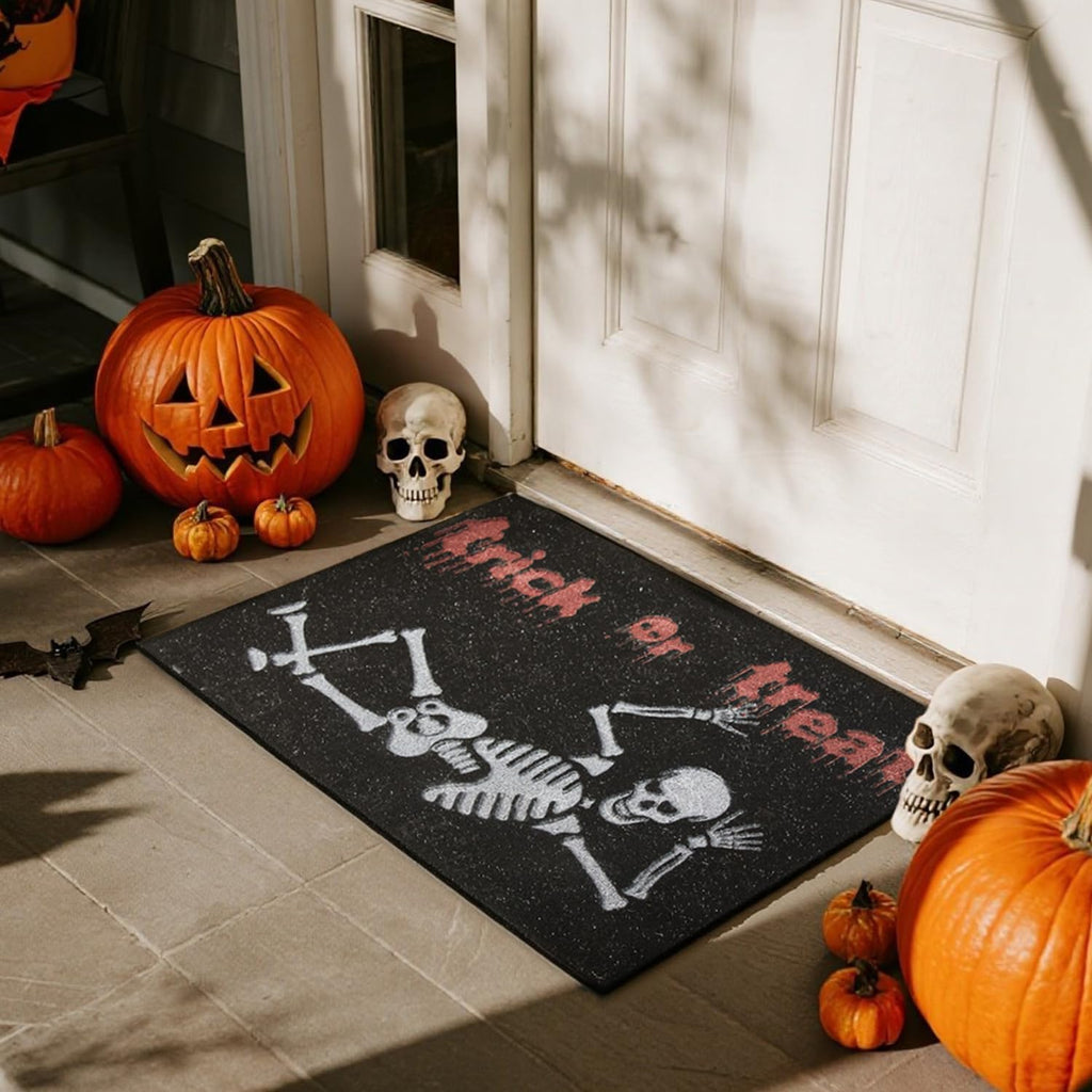 Hello Fall Pumpkin Door Mat Autumn Welcome Mat for Front Door Outdoor Entrance Doormat Coir Dirt Trapper with Non Slip Backing,17X30, Maple Leaves