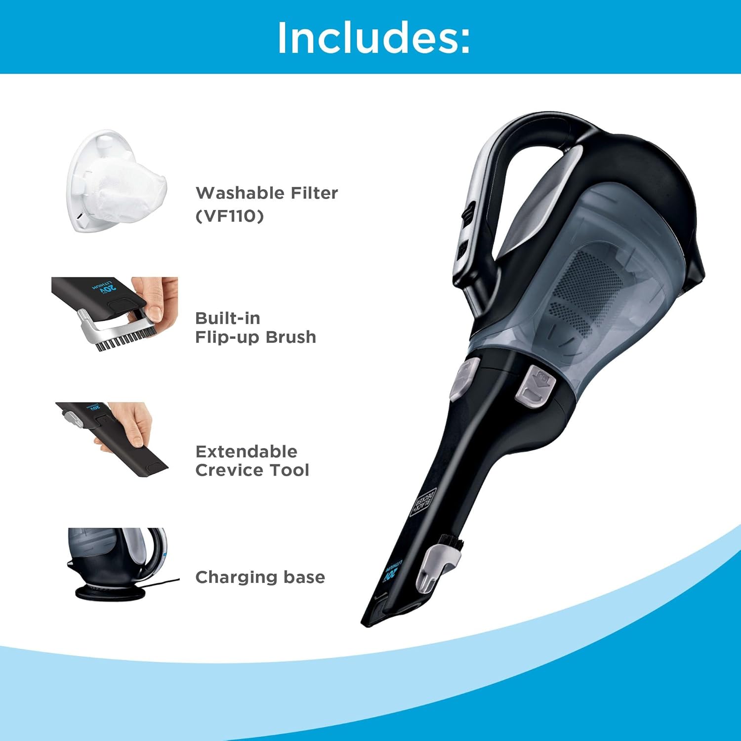 Dustbuster 20V Cordless Handheld Vacuum, Pet Hair Vacuum for Home and Car, Powerful Suction (BDH2000L)