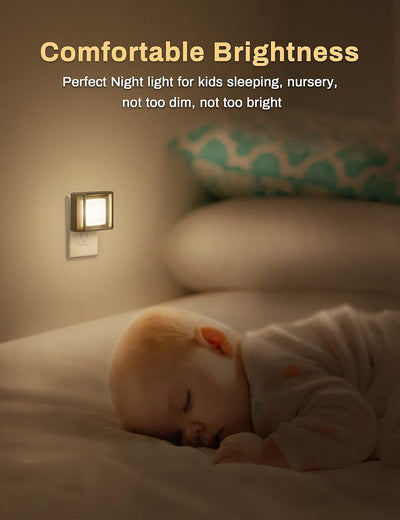 LED Night Light, Night Lights Plug into Wall [2 Pack] with Dusk-To-Dawn Sensor, Dimmable Nightlights, Adjustable Brightness for Bathroom, Hallway, Bedroom,Kids Room,Stairway,Soft White