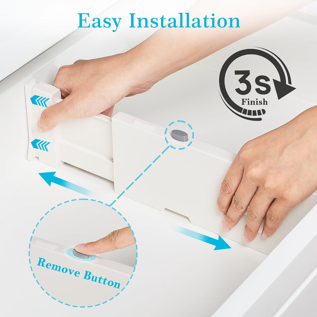 Drawer Dividers for Clothes 8 Pack, Adjustable 4" High Expandable from 11.6"-17" Dresser Drawer Organizer, Plastic Drawers Separators for Dresser, Baby Clothes, Kitchen and Office Storage