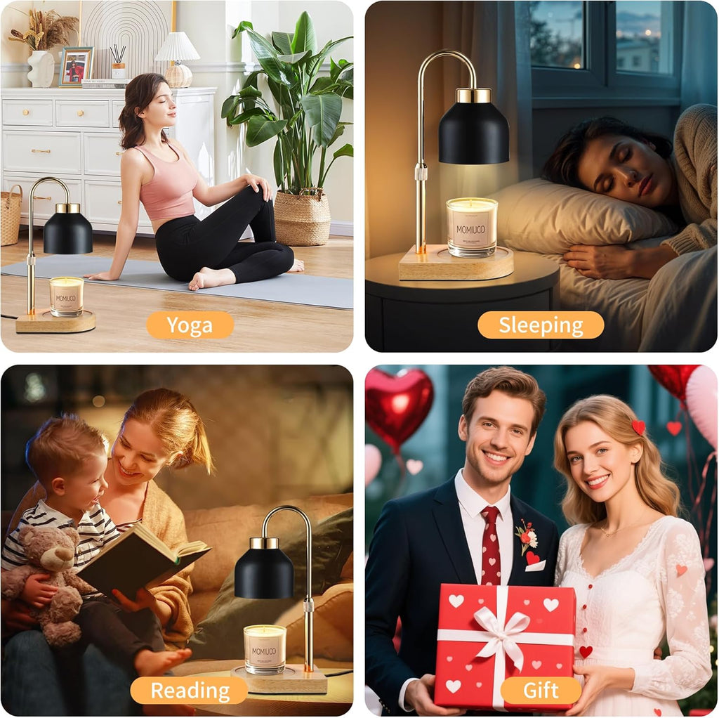 Candle Warmer Lamp with Timer Dimmer, Wax Melt Warmer for Jar Candles, House Warming Gifts New Home Decor, Gifts for Women Mom, Adjustable Height with 2 Bulbs