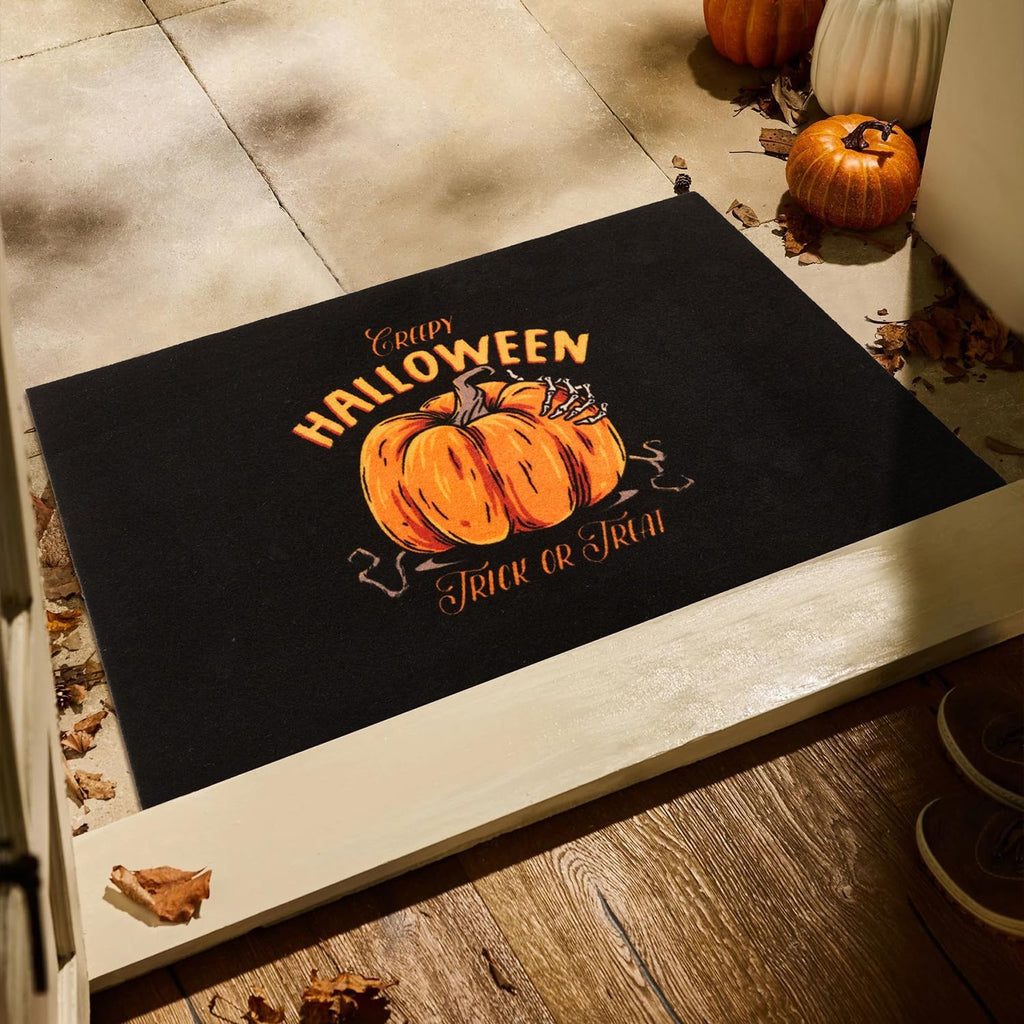Hello Fall Pumpkin Door Mat Autumn Welcome Mat for Front Door Outdoor Entrance Doormat Coir Dirt Trapper with Non Slip Backing,17X30, Maple Leaves