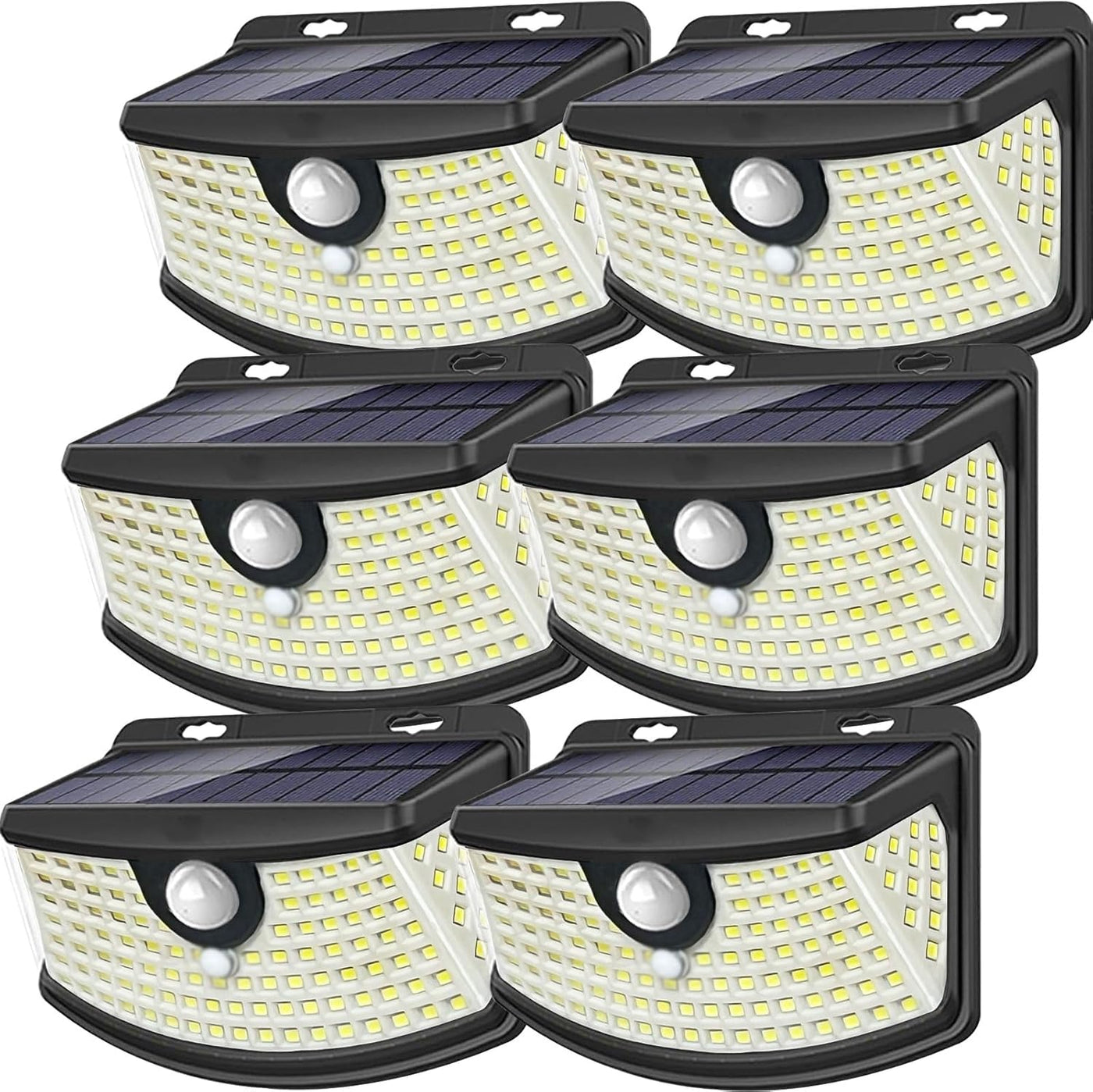 New Solar Motion Sensor Lights 120 Leds with Lights Reflector,270° Wide Angle, IP65 Waterproof, Step Lights for Front Door, Yard, Garage, Deck (Front Button 2-Pack)