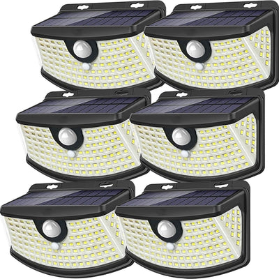 New Solar Motion Sensor Lights 120 Leds with Lights Reflector,270° Wide Angle, IP65 Waterproof, Step Lights for Front Door, Yard, Garage, Deck (Front Button 2-Pack)