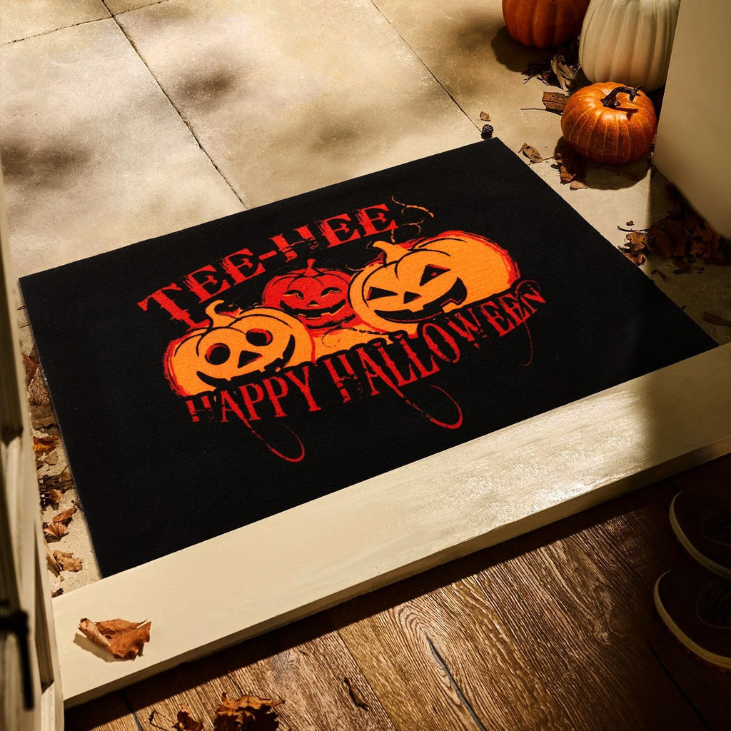 Hello Fall Pumpkin Door Mat Autumn Welcome Mat for Front Door Outdoor Entrance Doormat Coir Dirt Trapper with Non Slip Backing,17X30, Maple Leaves