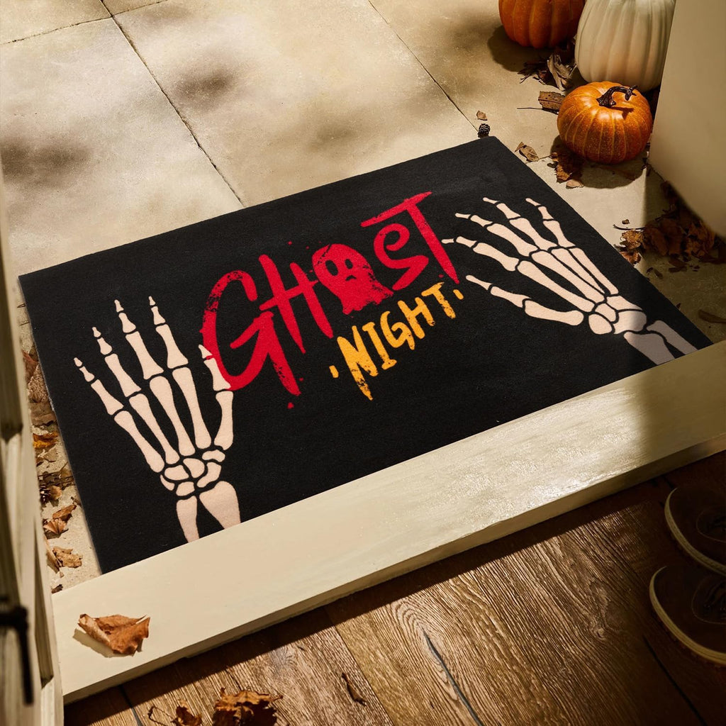 Hello Fall Pumpkin Door Mat Autumn Welcome Mat for Front Door Outdoor Entrance Doormat Coir Dirt Trapper with Non Slip Backing,17X30, Maple Leaves